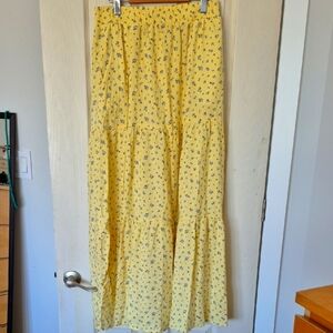 Floral Yellow Maxi Skirt
